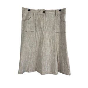 Retro Neutral Linen Flare Skirt Brown 12 Minimalist Classic Chic Indie Folk Arts